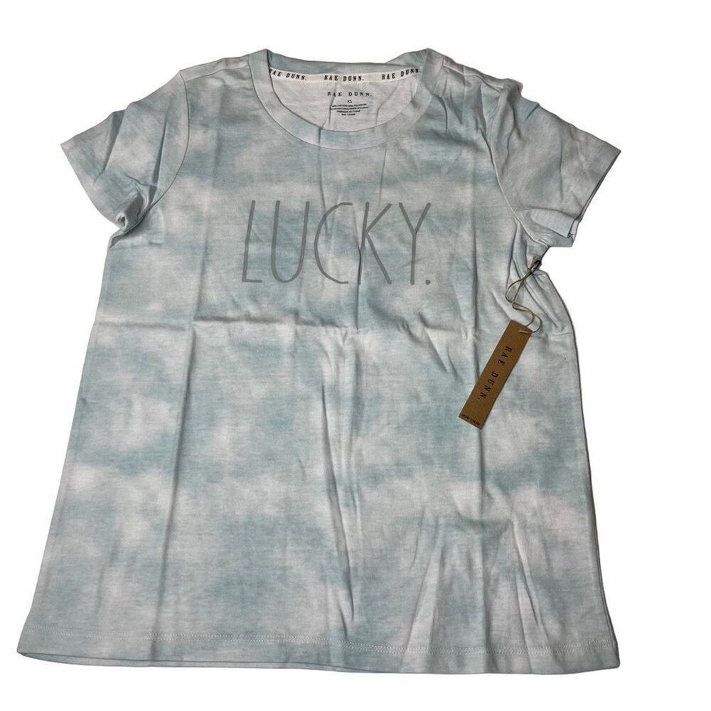 Rae Dunn Women's Lucky Tie Dye Short sleeves Graphic T-shirt Tee XS New